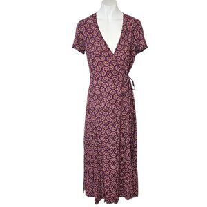 Marine Layer Emlyn Midi Wrap Dress, Drapey, 70's Silhouette, Printed, Size Small